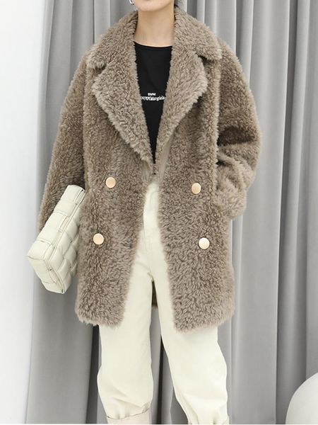 women's fur & faux oftbuy 2021 fashion luxury winter jacket coat double-breasted woven real natural wool lapel warm loose outerwear, Black
women's fur & faux oftbuy 2021 fashion luxury winter jacket coat double-breasted woven real natural wool lapel warm loose outerwear, Black
