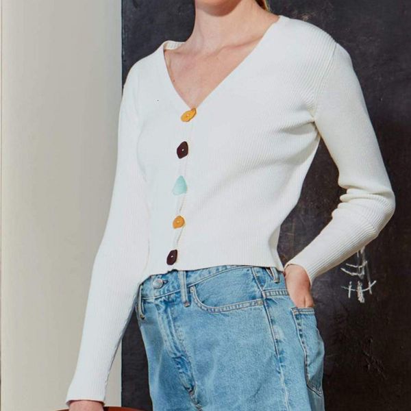 women's knits & tees v neck button single breasted slim knitted woman sweaters pullovers long sleeve autumn krnr, White
women's knits & tees v neck button single breasted slim knitted woman sweaters pullovers long sleeve autumn krnr, White