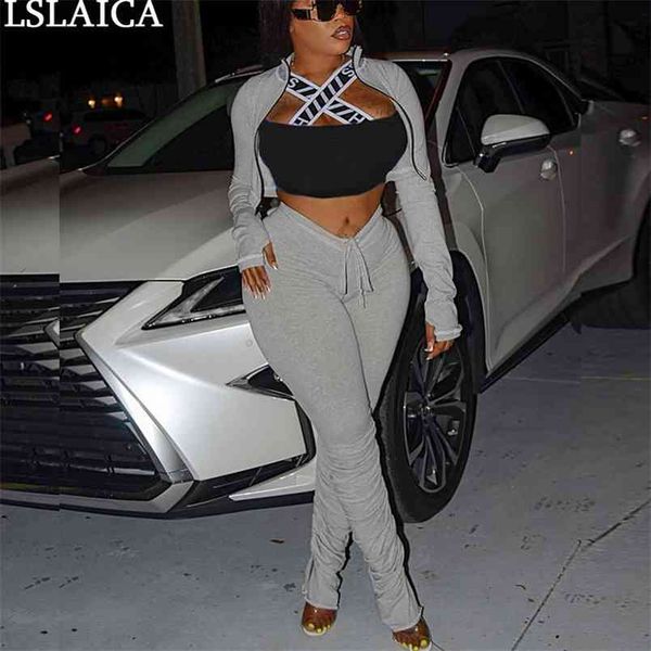 casual 2 piece sets womens outfits long sleeve zipper coat crop strappy stacked leggings pants set tracksuit ensemble femme 210513, White
casual 2 piece sets womens outfits long sleeve zipper coat crop strappy stacked leggings pants set tracksuit ensemble femme 210513, White