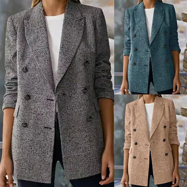women's wool & blends 2021 product suit collar casual solid color double-breasted woolen coat women, Black
women's wool & blends 2021 product suit collar casual solid color double-breasted woolen coat women, Black