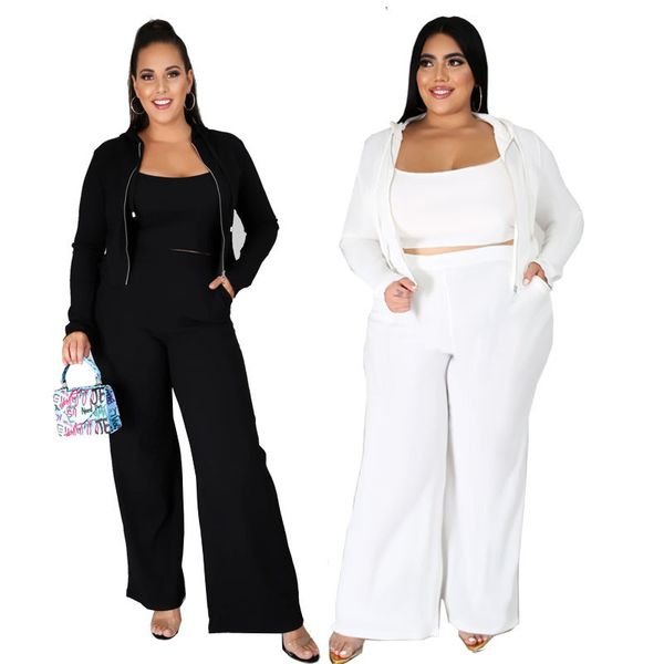 womens designer plus size tracksuits 3pcs long trousers clothing sets solid color women three piece pants, White
womens designer plus size tracksuits 3pcs long trousers clothing sets solid color women three piece pants, White