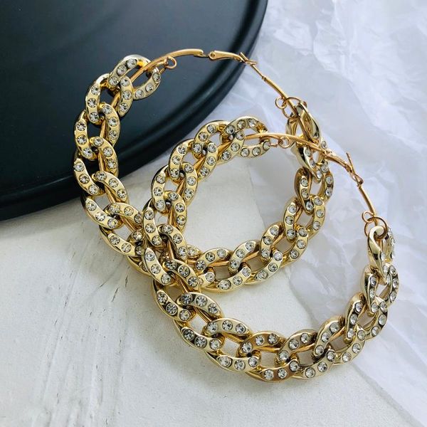 hoop & huggie amorcome 2021 rhinestone chain earrings for women big circle round brincos female statement jewelry gift, Golden;silver
hoop & huggie amorcome 2021 rhinestone chain earrings for women big circle round brincos female statement jewelry gift, Golden;silver