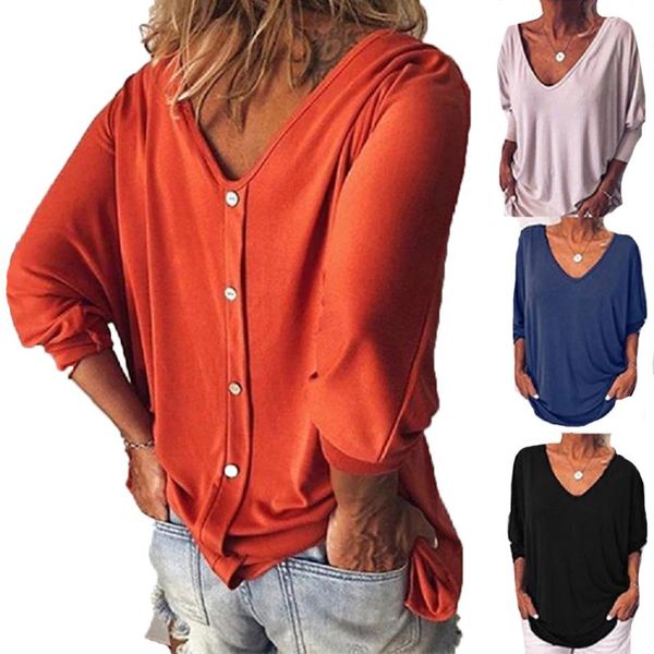 women's t-shirt women casual v-neck autumn long sleeve loose woman plus size s-5xl female tee solid color basic buttons t shirt, White
women's t-shirt women casual v-neck autumn long sleeve loose woman plus size s-5xl female tee solid color basic buttons t shirt, White