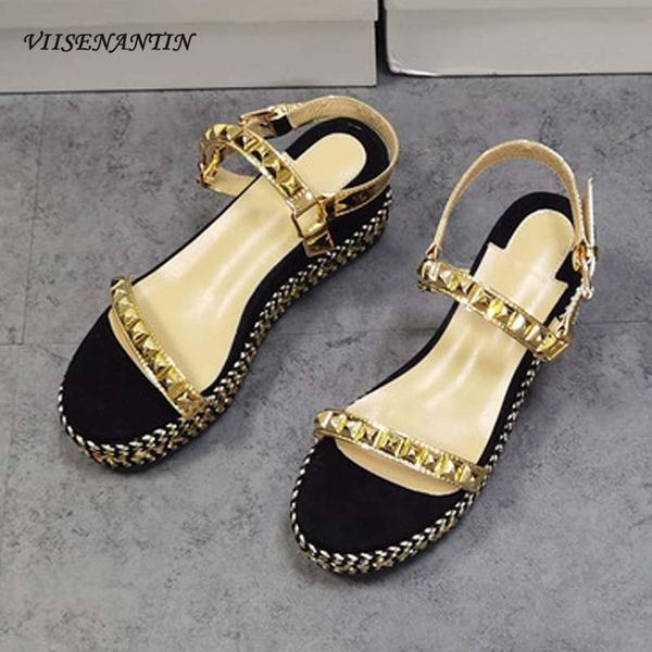 sandals round toe thick-soled rivets comfortable wedge heel plus size fashion one-word buckle sheepskin women's, Black
sandals round toe thick-soled rivets comfortable wedge heel plus size fashion one-word buckle sheepskin women's, Black