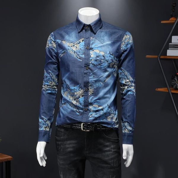 men's casual shirts blue denim great designers brand classic floral pattern long sleeve male nice autumn clothing 5507, White;black
men's casual shirts blue denim great designers brand classic floral pattern long sleeve male nice autumn clothing 5507, White;black