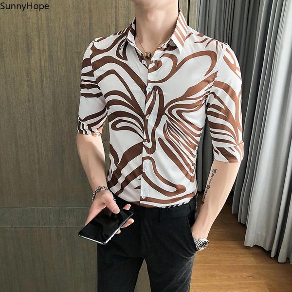 men's casual shirts spring summer half sleeve print for men clothing 2021 simple slim fit night club tuxedo dress 3xl, White;black
men's casual shirts spring summer half sleeve print for men clothing 2021 simple slim fit night club tuxedo dress 3xl, White;black