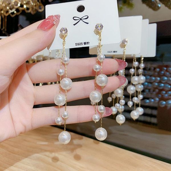 dangle & chandelier korean fashion pearl long pendant earrings for women exquisite temperament luxury jewelry accessories gifts, Silver
dangle & chandelier korean fashion pearl long pendant earrings for women exquisite temperament luxury jewelry accessories gifts, Silver