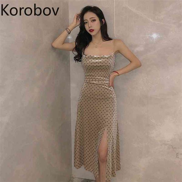 korobov new arrival spaghetti strap polka dot women dress korean party night slim female dresses fashion vestidos 210430, Black;gray 
korobov new arrival spaghetti strap polka dot women dress korean party night slim female dresses fashion vestidos 210430, Black;gray