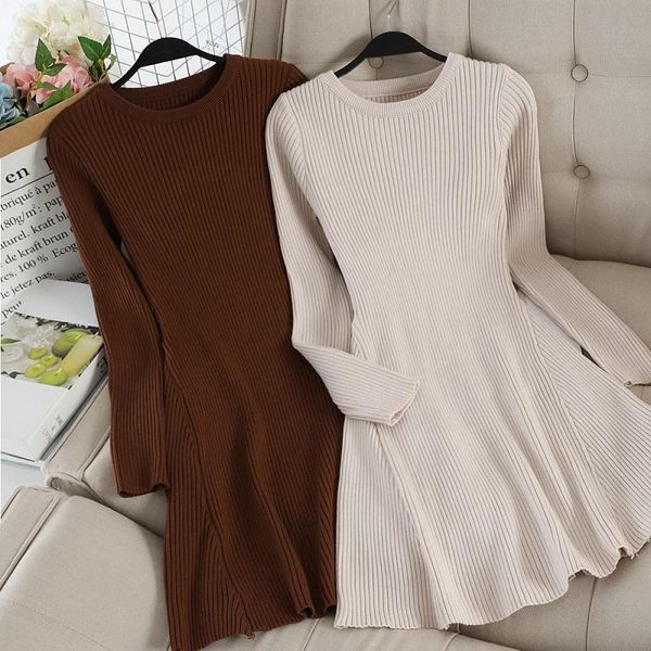 casual dresses autumn winter women long sleeve knitted o-neck slim a-line sweater dress lady elegant bottoming mini, Black;gray
casual dresses autumn winter women long sleeve knitted o-neck slim a-line sweater dress lady elegant bottoming mini, Black;gray