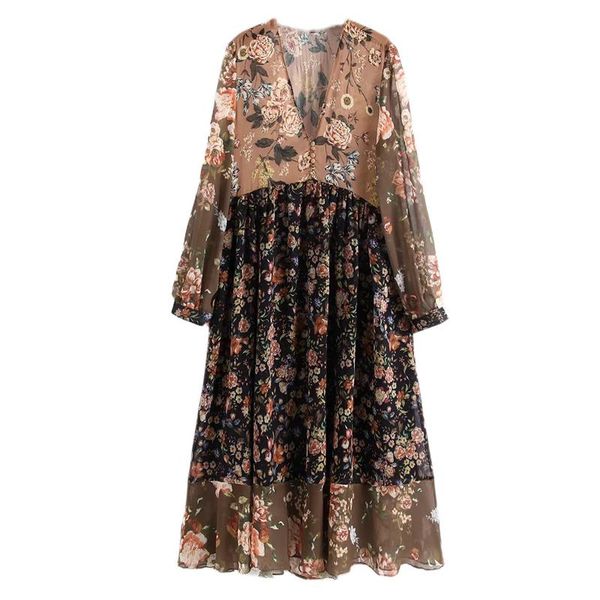 summer vintage print long dress women autumn fashion chiffon flower casual slim fit v-neck dresses, Black;gray
summer vintage print long dress women autumn fashion chiffon flower casual slim fit v-neck dresses, Black;gray