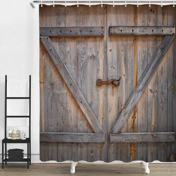 rustic decor shower curtain, rustic wooden barn door, polyester fabric bath curtains set with hooks 69w x 75l inches
rustic decor shower curtain, rustic wooden barn door, polyester fabric bath curtains set with hooks 69w x 75l inches