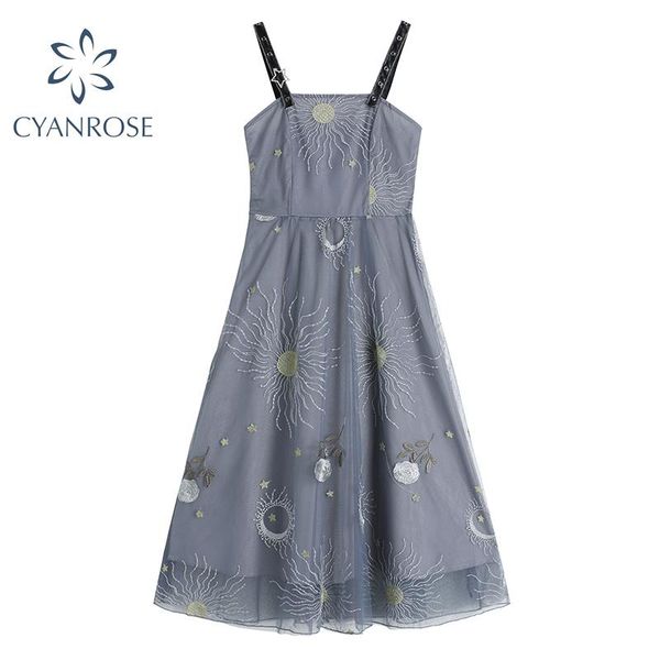 casual dresses haze blue star moon embroidery dress french retro spaghetti strap long women summer mesh yarn backless thin vestiods, Black;gray
casual dresses haze blue star moon embroidery dress french retro spaghetti strap long women summer mesh yarn backless thin vestiods, Black;gray