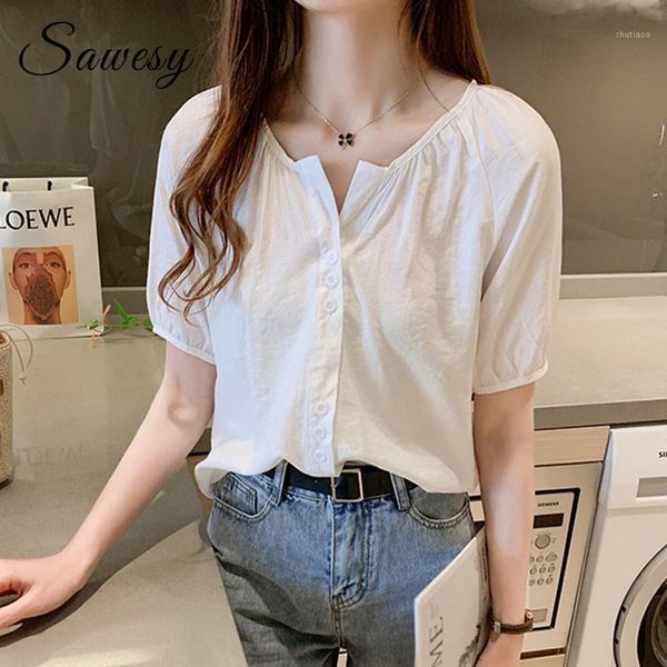 women's blouses & shirts korean summer all-match casual shirt women 2021 arrival short sleeve plain loose blouse white green
women's blouses & shirts korean summer all-match casual shirt women 2021 arrival short sleeve plain loose blouse white green