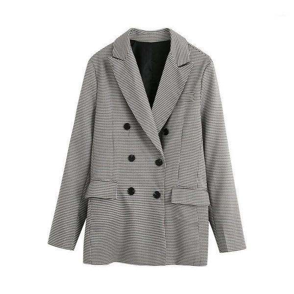 women's jackets bb - 2784 2021 autumn europe and the united states female grid double-breasted suit coat, Black;brown
women's jackets bb - 2784 2021 autumn europe and the united states female grid double-breasted suit coat, Black;brown