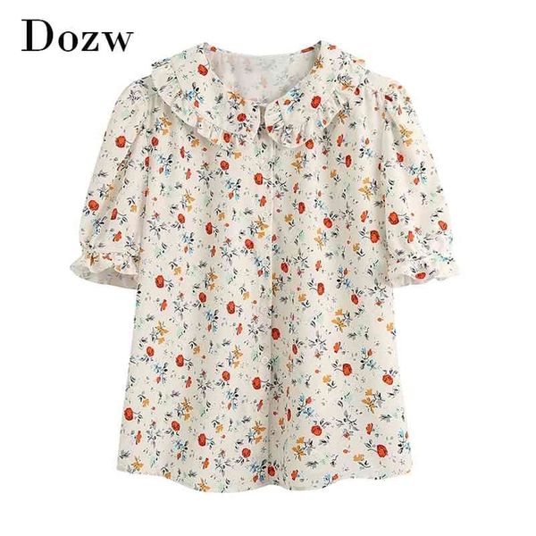 women sweet floral print blouse summer ruffles butterfly short sleeve casual shirt female turn down collar beach 210515, White
women sweet floral print blouse summer ruffles butterfly short sleeve casual shirt female turn down collar beach 210515, White