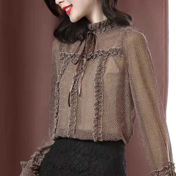 women spring autumn style chiffon blouses shirts lady casual long lantern sleeve stand collar polka dot printed df0005 210609, White
women spring autumn style chiffon blouses shirts lady casual long lantern sleeve stand collar polka dot printed df0005 210609, White