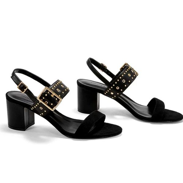 small ck women's sho high-ed sandals thick willow nail one-line buckle metal decoration 2021 open toe middle high heels, Black
small ck women's sho high-ed sandals thick willow nail one-line buckle metal decoration 2021 open toe middle high heels, Black