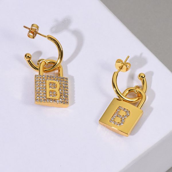 charms earrings b gold letter small lock b. women's personalized copper plated real, Golden
charms earrings b gold letter small lock b. women's personalized copper plated real, Golden