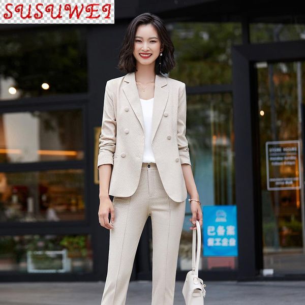 elegant plus size women's suit pants two-piece autumn and winter ladies office plaid jacket slim business wear two piece, White
elegant plus size women's suit pants two-piece autumn and winter ladies office plaid jacket slim business wear two piece, White