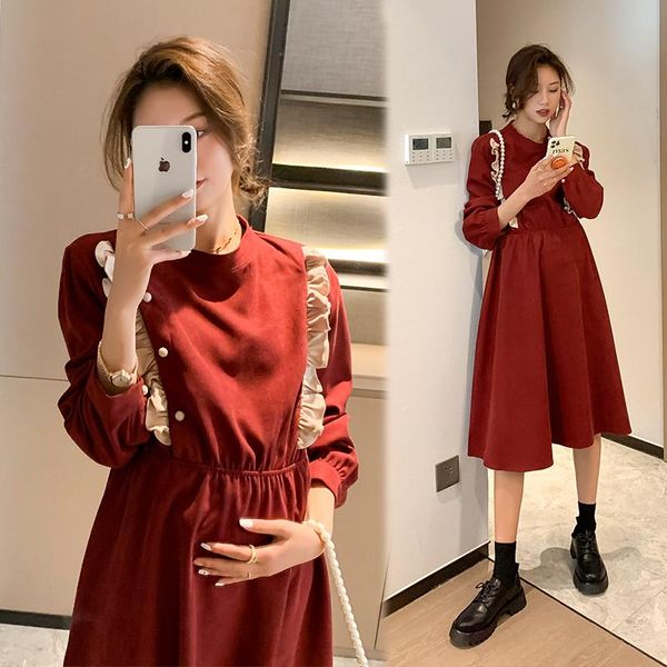 0549# maternity dress spring autumn long sleeves o neck red easy matching loose stylish pregnant women mom dresses, White
0549# maternity dress spring autumn long sleeves o neck red easy matching loose stylish pregnant women mom dresses, White