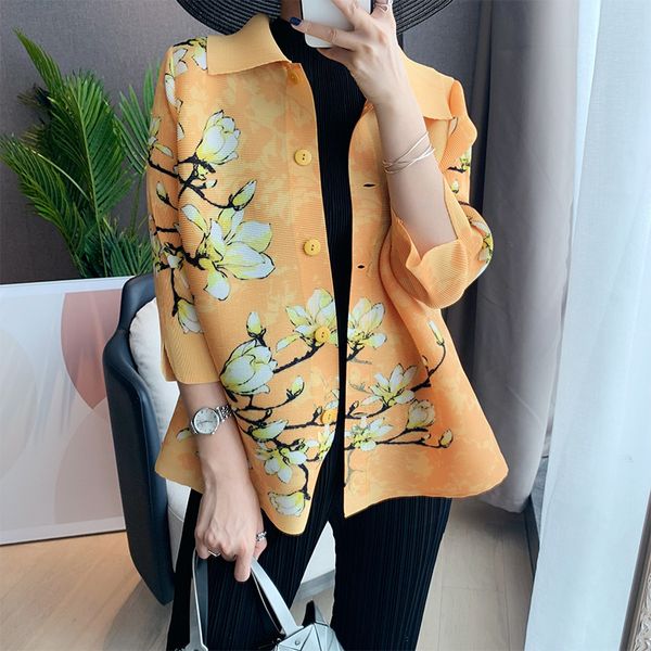 spring miyake women plied plum flower vintage jacket up cardigan shirt size, White
spring miyake women plied plum flower vintage jacket up cardigan shirt size, White