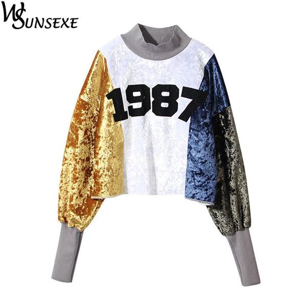 women's hoodies & sweatshirts 2021 spring women letters lantern long sleeve patchwork collision color velvet pullover ladies casual tra, Black
women's hoodies & sweatshirts 2021 spring women letters lantern long sleeve patchwork collision color velvet pullover ladies casual tra, Black