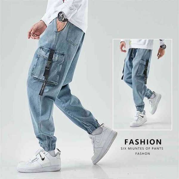 men joggers cargo denim pants baggy harem japanese streetwear styke male ankle harajuku casual hip hop jeans trousers 210723, Blue
men joggers cargo denim pants baggy harem japanese streetwear styke male ankle harajuku casual hip hop jeans trousers 210723, Blue