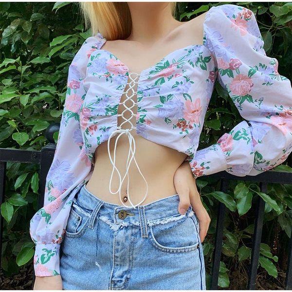 women's blouses & shirts summer crop slim white lace up square neck shirt long sleeve floral print women elegant nightclub clothin
women's blouses & shirts summer crop slim white lace up square neck shirt long sleeve floral print women elegant nightclub clothin