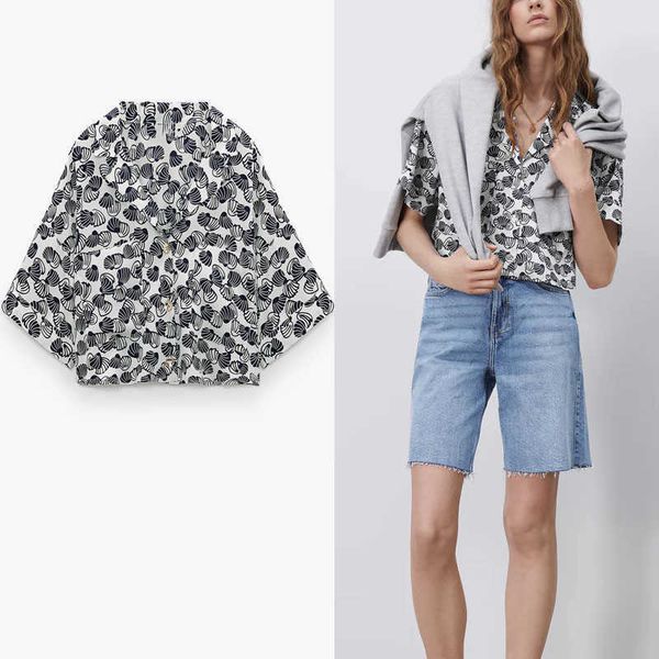 za vintage print cropped shirt women short sleeve casual summer feminine fashion button up patch pockets shirts 210602, White
za vintage print cropped shirt women short sleeve casual summer feminine fashion button up patch pockets shirts 210602, White
