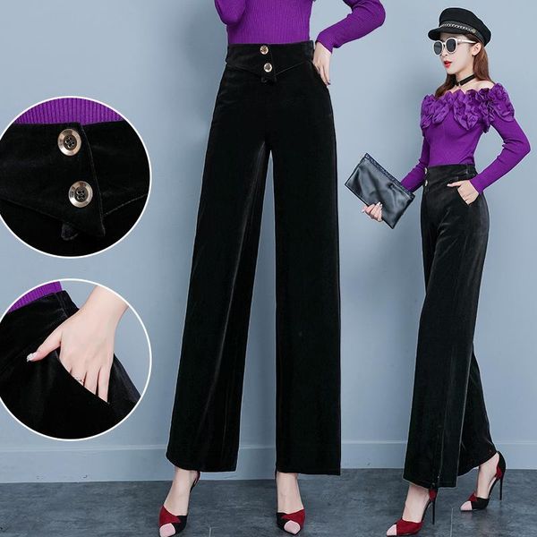women's pants & capris autumn and winter wide leg high waist loose button elastic comfortable velvet women black, Black;white
women's pants & capris autumn and winter wide leg high waist loose button elastic comfortable velvet women black, Black;white