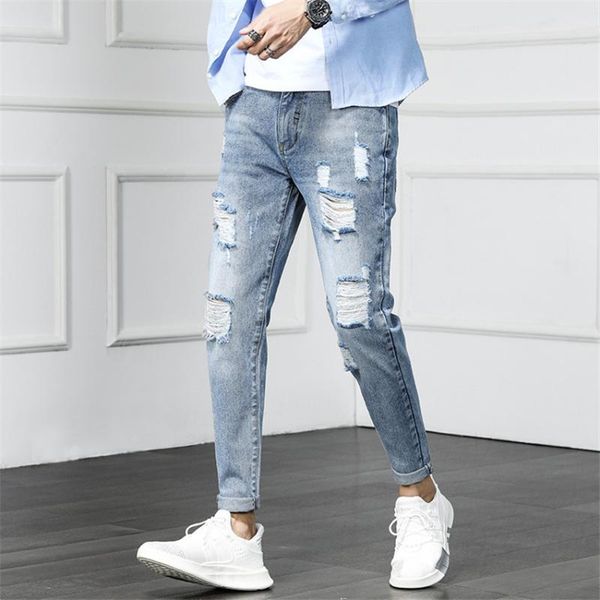 summer men's jeans casual thin plus size skinny ripped streetwear trendy maggie's walker solid color vintage cropped pants, Blue
summer men's jeans casual thin plus size skinny ripped streetwear trendy maggie's walker solid color vintage cropped pants, Blue