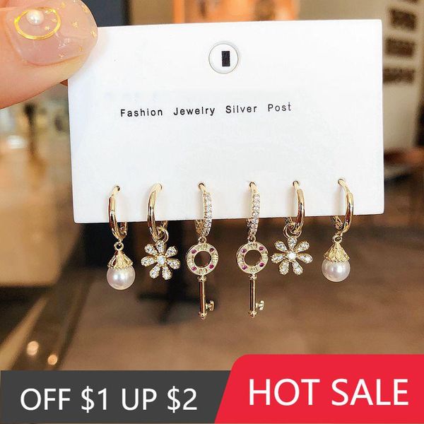 hoop & huggie popacc temperament pearl key flower pendant earrings sets for women silver color 6-piece set jewelry, Golden;silver
hoop & huggie popacc temperament pearl key flower pendant earrings sets for women silver color 6-piece set jewelry, Golden;silver