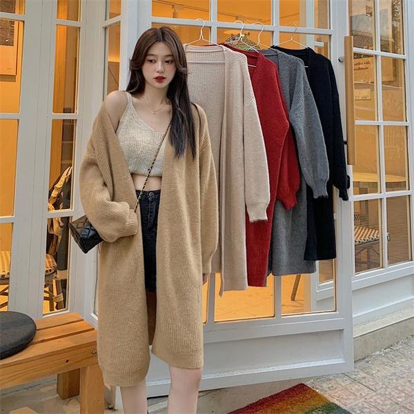 women's wool & blends medium and long sweater coat spring autumn 2021 korean soft lazy wind wear knitted cardigan outside, Black
women's wool & blends medium and long sweater coat spring autumn 2021 korean soft lazy wind wear knitted cardigan outside, Black