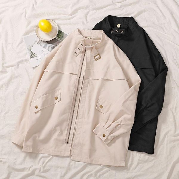 women's jackets 2021 spring autumn cotton womens korean version solid windbreaker female loose long sleeve tooling coats c226, Black;brown
women's jackets 2021 spring autumn cotton womens korean version solid windbreaker female loose long sleeve tooling coats c226, Black;brown