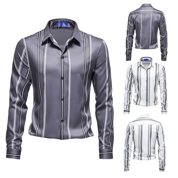 men's casual shirts fashion long sleeve shirt striped printed business european size, White;black
men's casual shirts fashion long sleeve shirt striped printed business european size, White;black
