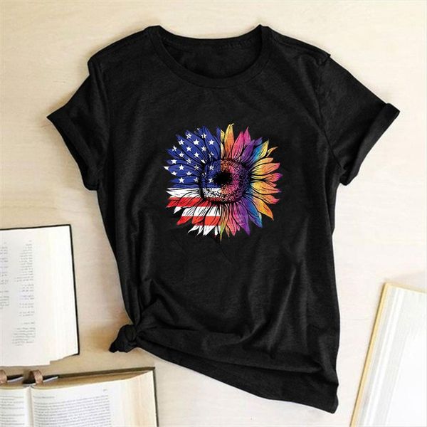 american flag flower print womens t shirt funny round neck loose tee femme harajuku clothes for, White
american flag flower print womens t shirt funny round neck loose tee femme harajuku clothes for, White