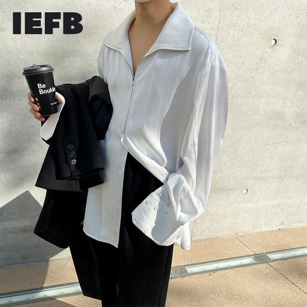 iefb men's clothing white shirts for man personalized zipper patchwork design striped shirt korean trend split 210524, White;black
iefb men's clothing white shirts for man personalized zipper patchwork design striped shirt korean trend split 210524, White;black