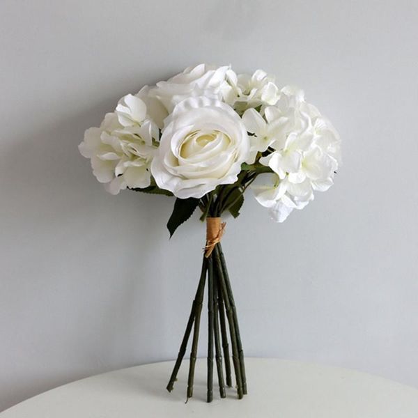 rose+hydrangea bouquet bridal artificial flowers dining table decor white flores artificiales wedding decorations decorative &
rose+hydrangea bouquet bridal artificial flowers dining table decor white flores artificiales wedding decorations decorative &