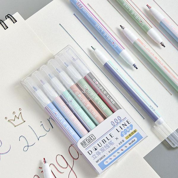 gel pens 6pcs/set double colored line pen text markers graffiti diy diary journal student reading marker stationery supplies
gel pens 6pcs/set double colored line pen text markers graffiti diy diary journal student reading marker stationery supplies