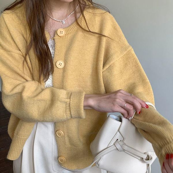 women's knits & tees women 2021 autumn fashion solid color sweater coats female knitted cardigan jackets ladies loose short jumpers out, White
women's knits & tees women 2021 autumn fashion solid color sweater coats female knitted cardigan jackets ladies loose short jumpers out, White