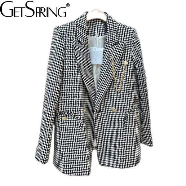 women's suits & blazers getspring women blazer plaid suit double breasted long sleeve ladies coat loose casual jacket autumn, White;black
women's suits & blazers getspring women blazer plaid suit double breasted long sleeve ladies coat loose casual jacket autumn, White;black