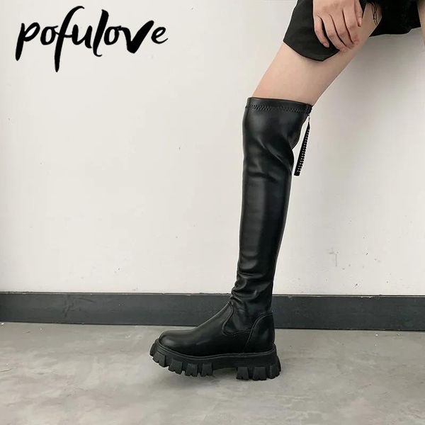 boots pofulove over the knee thigh high leather shoes for women black winter platform designer botas
boots pofulove over the knee thigh high leather shoes for women black winter platform designer botas