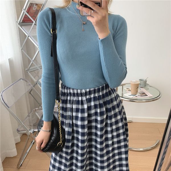 korean basic high elastic slim solid color turtleneck knitted bottom sweaters for women autumn winter pullovers jumper 210514, White;black
korean basic high elastic slim solid color turtleneck knitted bottom sweaters for women autumn winter pullovers jumper 210514, White;black