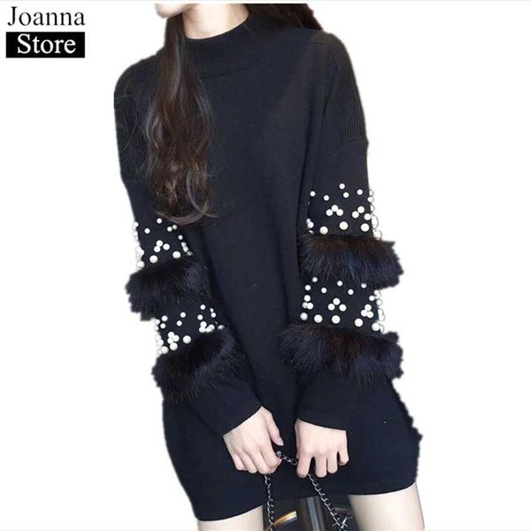 casual dresses autumn winter long knit dress female furry long-sleeve pearl beaded turtleneck black elegant knitted office ladies clothes, Black;gray
casual dresses autumn winter long knit dress female furry long-sleeve pearl beaded turtleneck black elegant knitted office ladies clothes, Black;gray