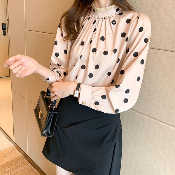 women's blouses & shirts houthion silk fashion casual shirt korean long sleeve printed blouse polka dot full o-neck blusas, White
women's blouses & shirts houthion silk fashion casual shirt korean long sleeve printed blouse polka dot full o-neck blusas, White