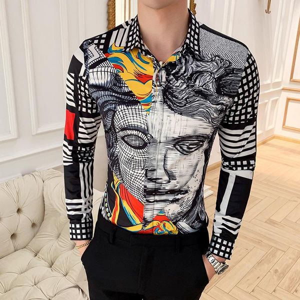 spring men's vintage printed long sleeve casual shirt fashion hawaiian slim fit plaid social luxury shirts blouses, White;black
spring men's vintage printed long sleeve casual shirt fashion hawaiian slim fit plaid social luxury shirts blouses, White;black