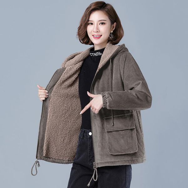 women's jackets women corduroy jacket short outerwear autumn winter female loose thicken parker coat oversize 4xl plus velvet warm, Black;brown
women's jackets women corduroy jacket short outerwear autumn winter female loose thicken parker coat oversize 4xl plus velvet warm, Black;brown