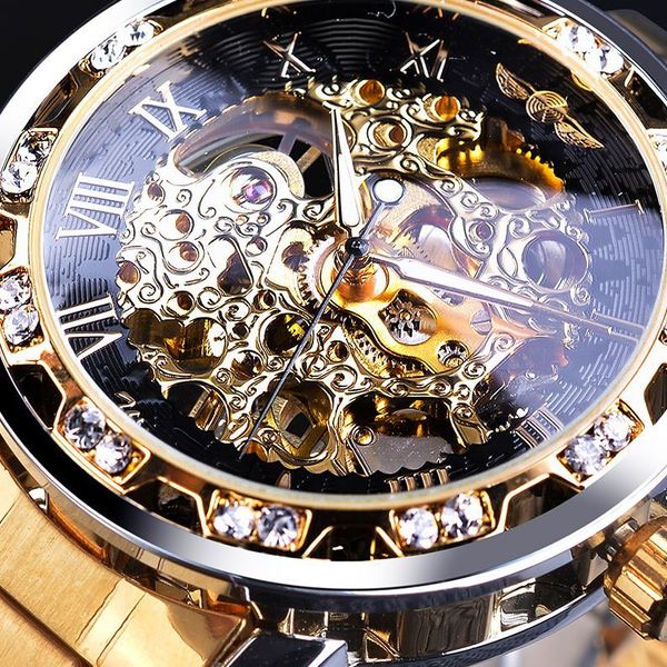 golden clocks classic rhinestone roman analogue male skeleton mechanical rustless steel band lighting, Slivery;brown
golden clocks classic rhinestone roman analogue male skeleton mechanical rustless steel band lighting, Slivery;brown