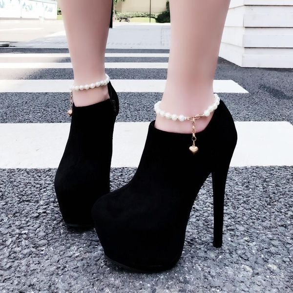 dress shoes 6 inches pearl flock high heels show models full fashion party nightclub concise elegant mature platform, Black
dress shoes 6 inches pearl flock high heels show models full fashion party nightclub concise elegant mature platform, Black