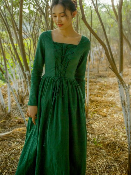 casual dresses women spring autumn vintage pastoral style green cotton and linen long dress medieval retro elegant slim bandage 7bx2, Black;gray
casual dresses women spring autumn vintage pastoral style green cotton and linen long dress medieval retro elegant slim bandage 7bx2, Black;gray